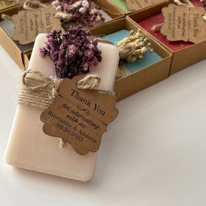 30PCS Customized Soap Favors Bridal Shower Gifts Rustic Wedding Favors Vegan Soaps Party Soap Favors for Guests Floral Soap Favors image 6