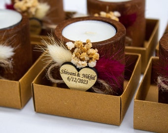 40 STÜCK rustikale Hochzeitskerzenbevorzugungen, lose Hochzeitsbevorzugungs-Kerze, personalisierte Teelichtkerzenhalter, Hochzeitsbevorzugung für Gäste, Kerzenbevorzugung