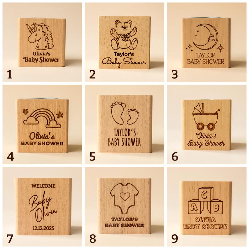 Bulk Baby Shower Candle Favors – Personalized Wooden Candle Holders ...