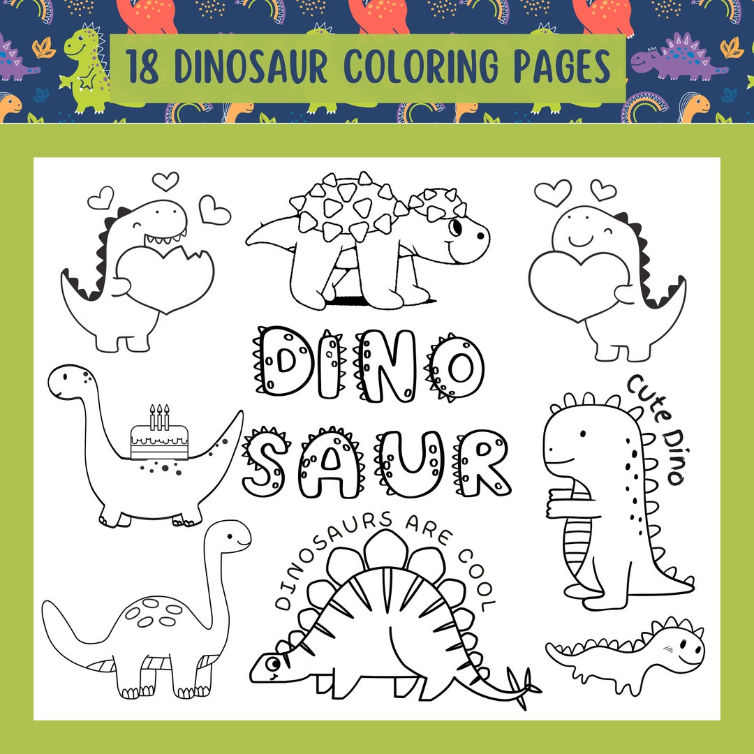 Dinosaur Coloring Pages, 18 Cute Color Sheets, Printable Coloring Pages ...