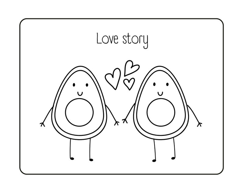 Kawaii Avocado Coloring Pages for Kids Instand Download 5 - Etsy