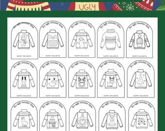 Ugly Sweater Christmas Coloring Pages: 24 Festive Designs (Instant Download)