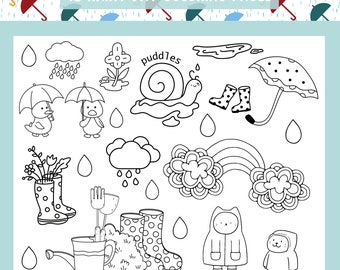 Rainy Day Coloring Pages for Girls and Boys, 18 Cute Printable