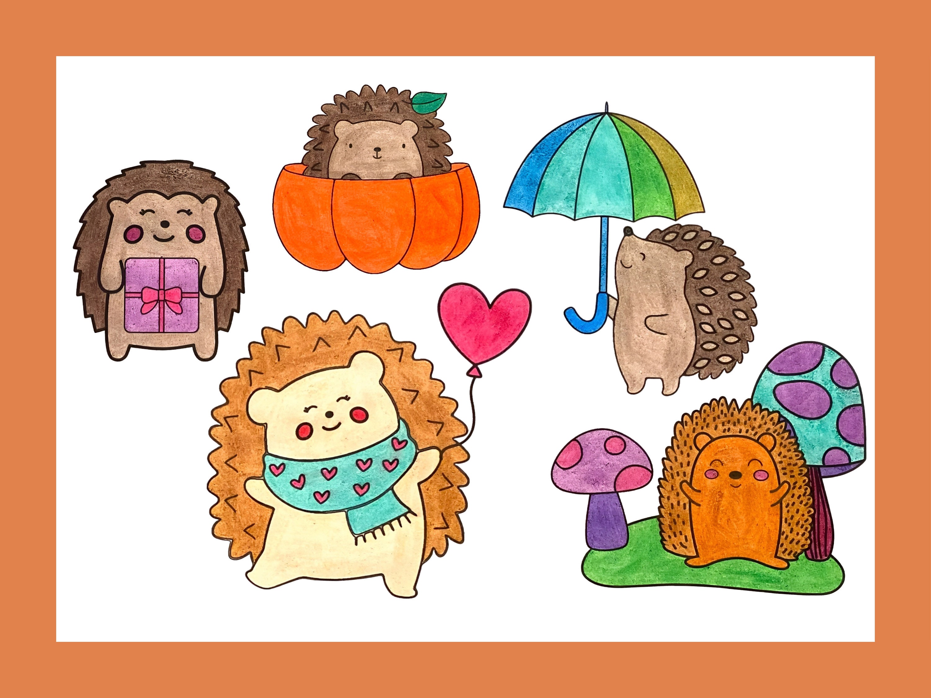 Hedgehog Coloring Pages for Boys and Girls, 10 Cute Colouring Sheets