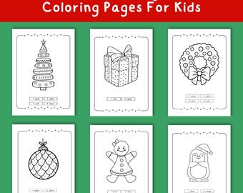 Weihnachten Ausmalen nach Zahlen: 16 Kinder Malseiten zum Ausdrucken (Digitaler Download)