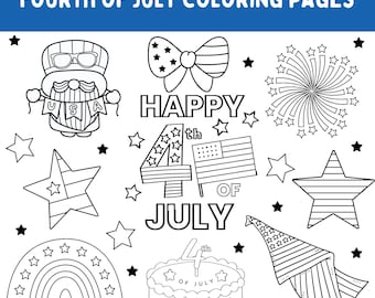 Kleurplaten Fourth of July: 20 activiteitenbladen VS (digitale download)