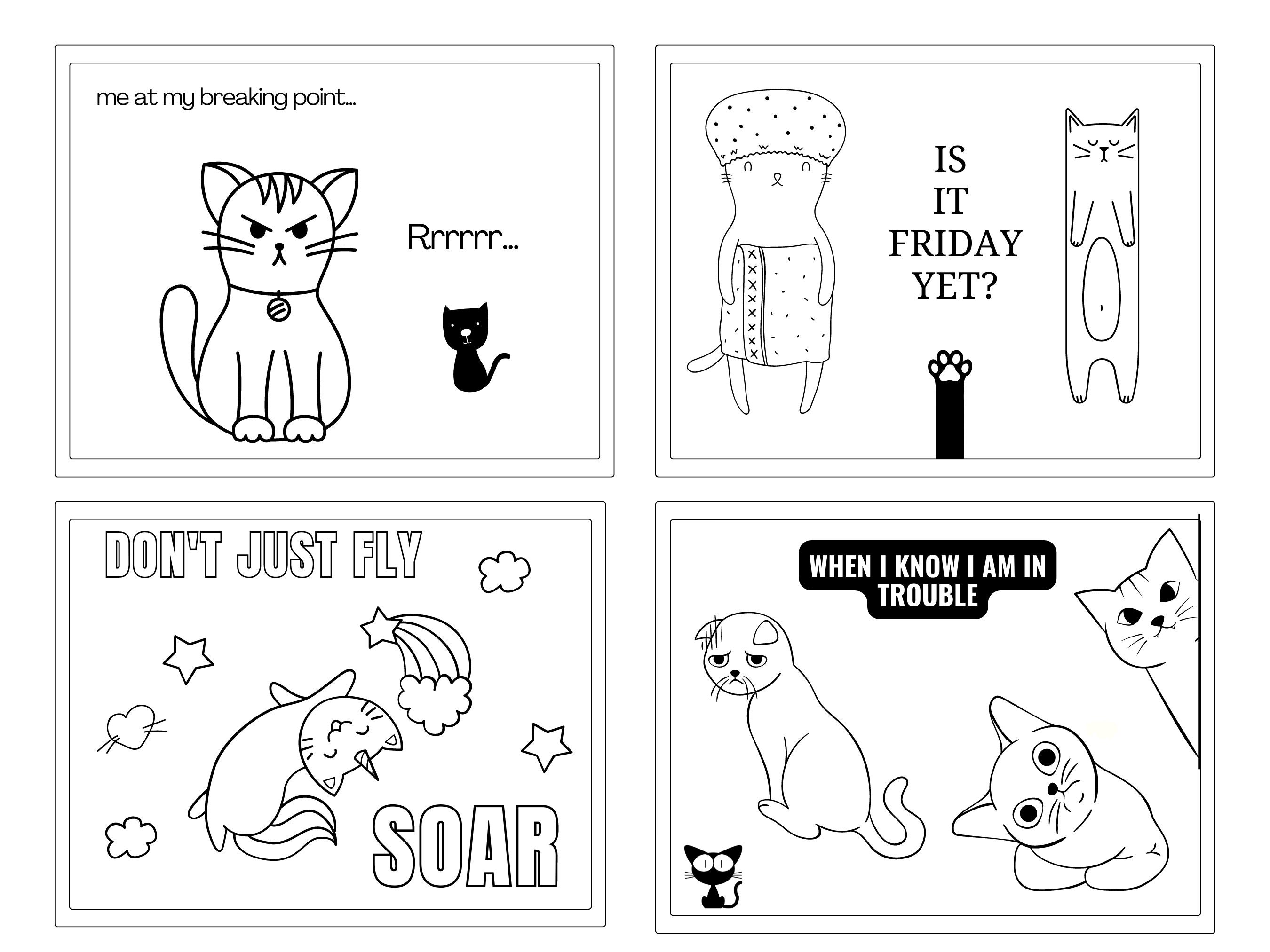 Cat Memes Coloring Pages for Girls and Boys 11 Printable - Etsy UK