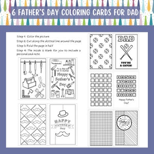 Printable Father&#39;s Day Coloring Cards For Dad, 6 DIY Gift For Dad, Color Your Own Greeting Card - Blank Inside, Instant Download