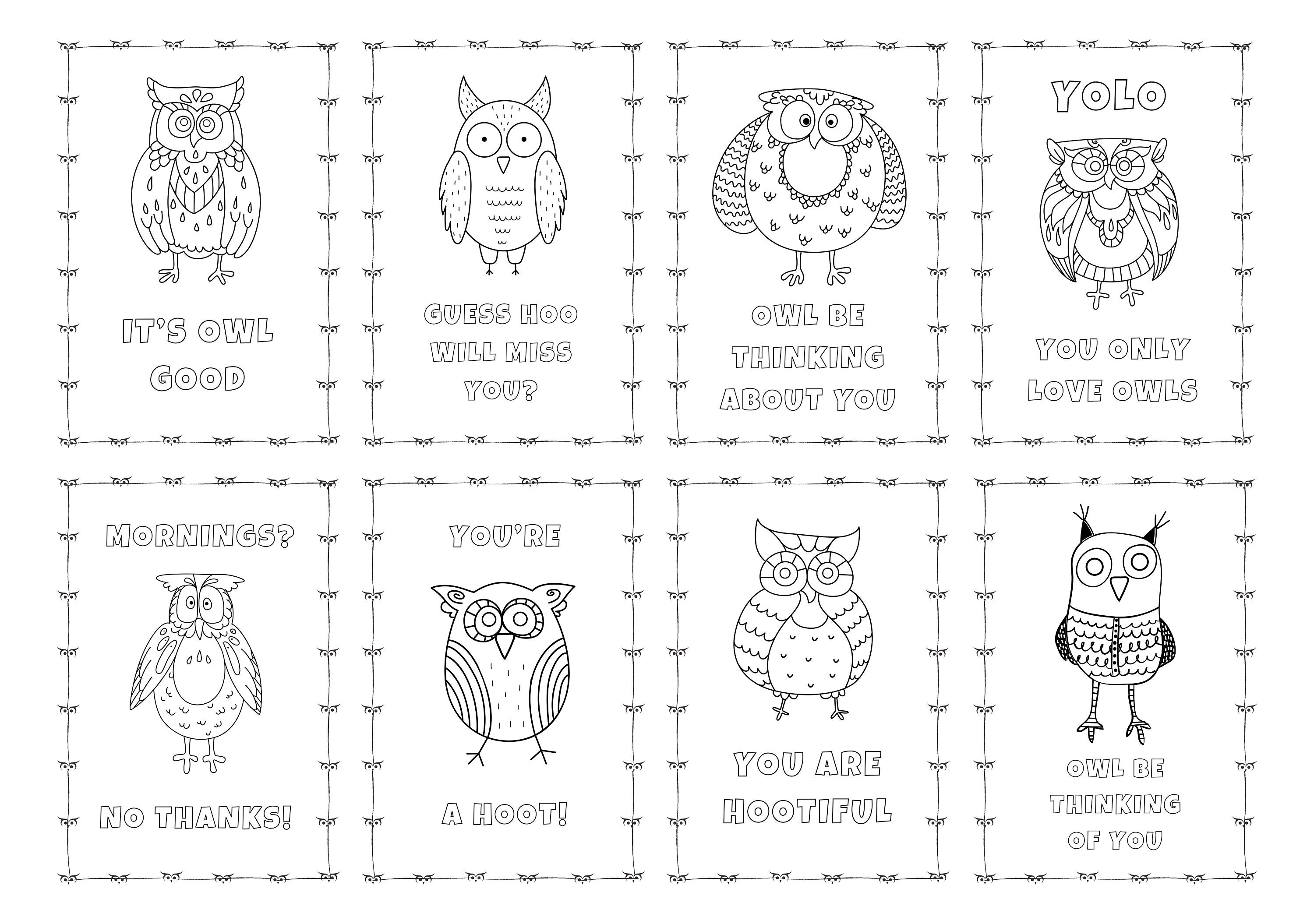 Owl Coloring Pages Bundle, Cute Bird Coloring Book, 16 Kids Coloring ...
