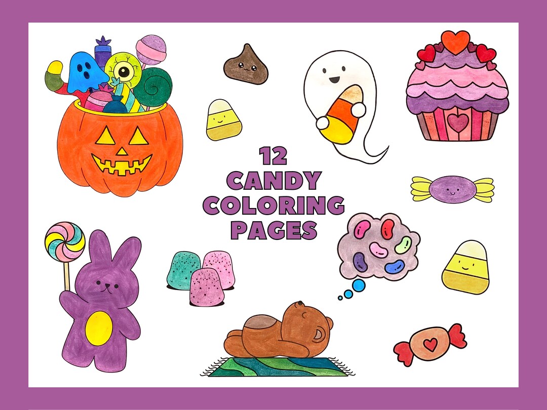 Cute Candy Coloring Pages Colouring Sheets 12 Printable - Etsy