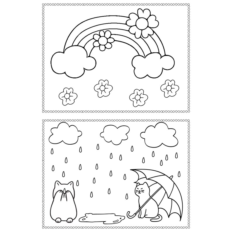 Rainy Day Coloring Pages for Girls and Boys 8 Cute Printable - Etsy