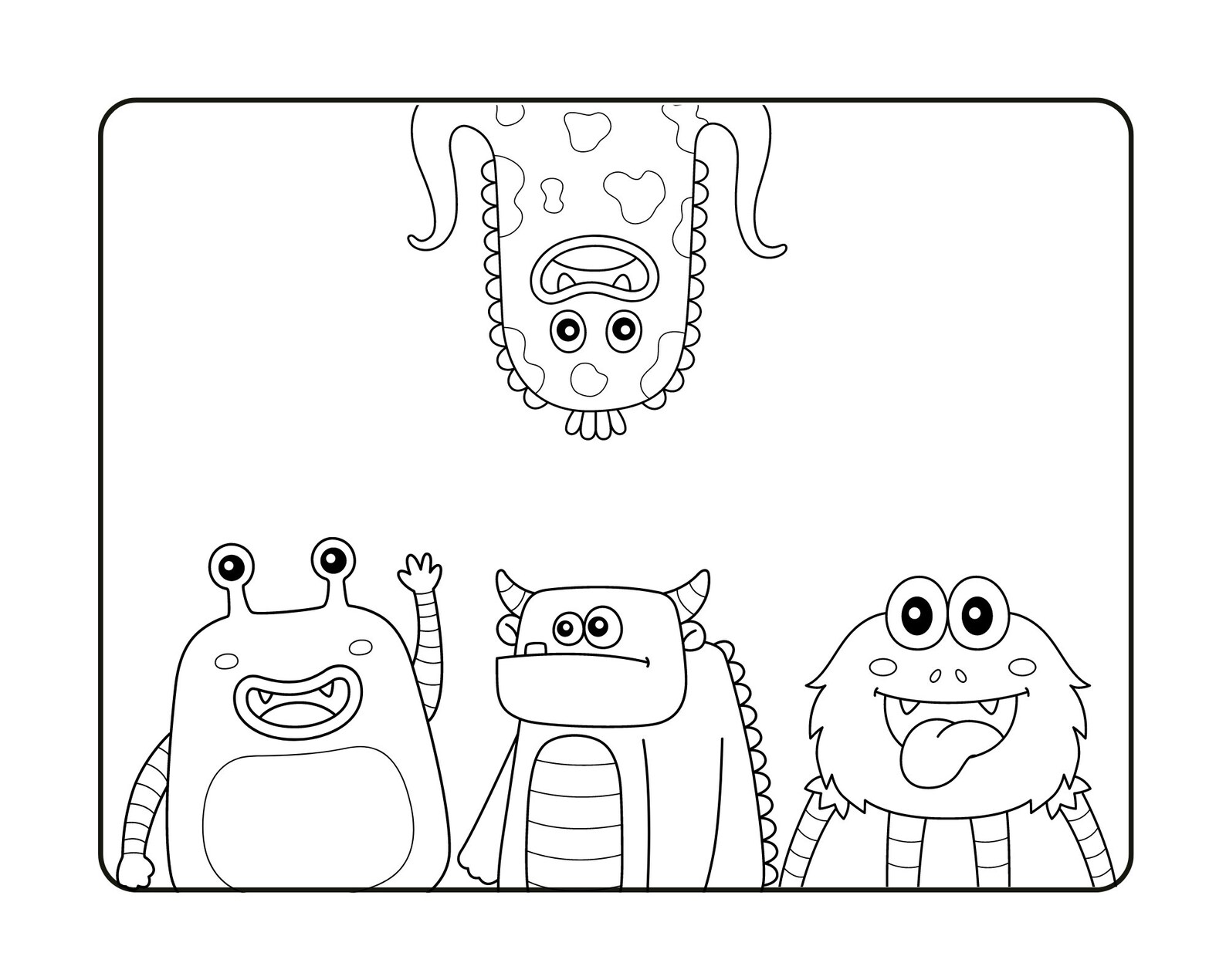 Silly Monster Coloring Pages for Kids Instant Download 7 Etsy