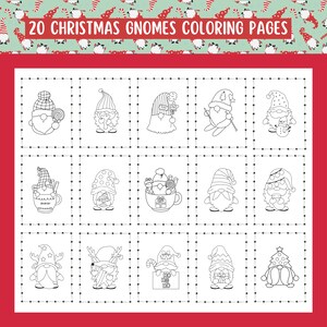 Dibujos para colorear de gnomos navideños: 20 fichas con actividades navideñas (descarga inmediata)