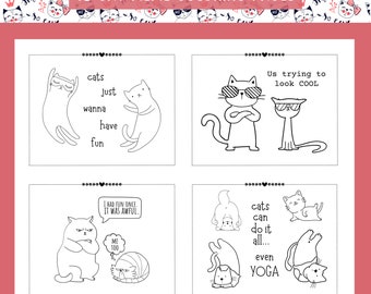 Cat Memes Ausmalbilder: 18 druckbare Seiten zum Ausdrucken (Instant Download)