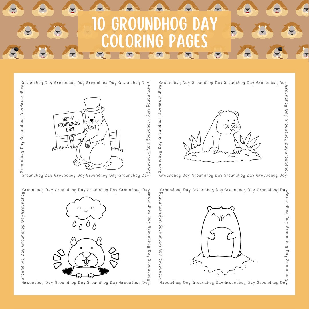 Groundhog Day Coloring Pages for Girls and Boys, 10 Cute Animal