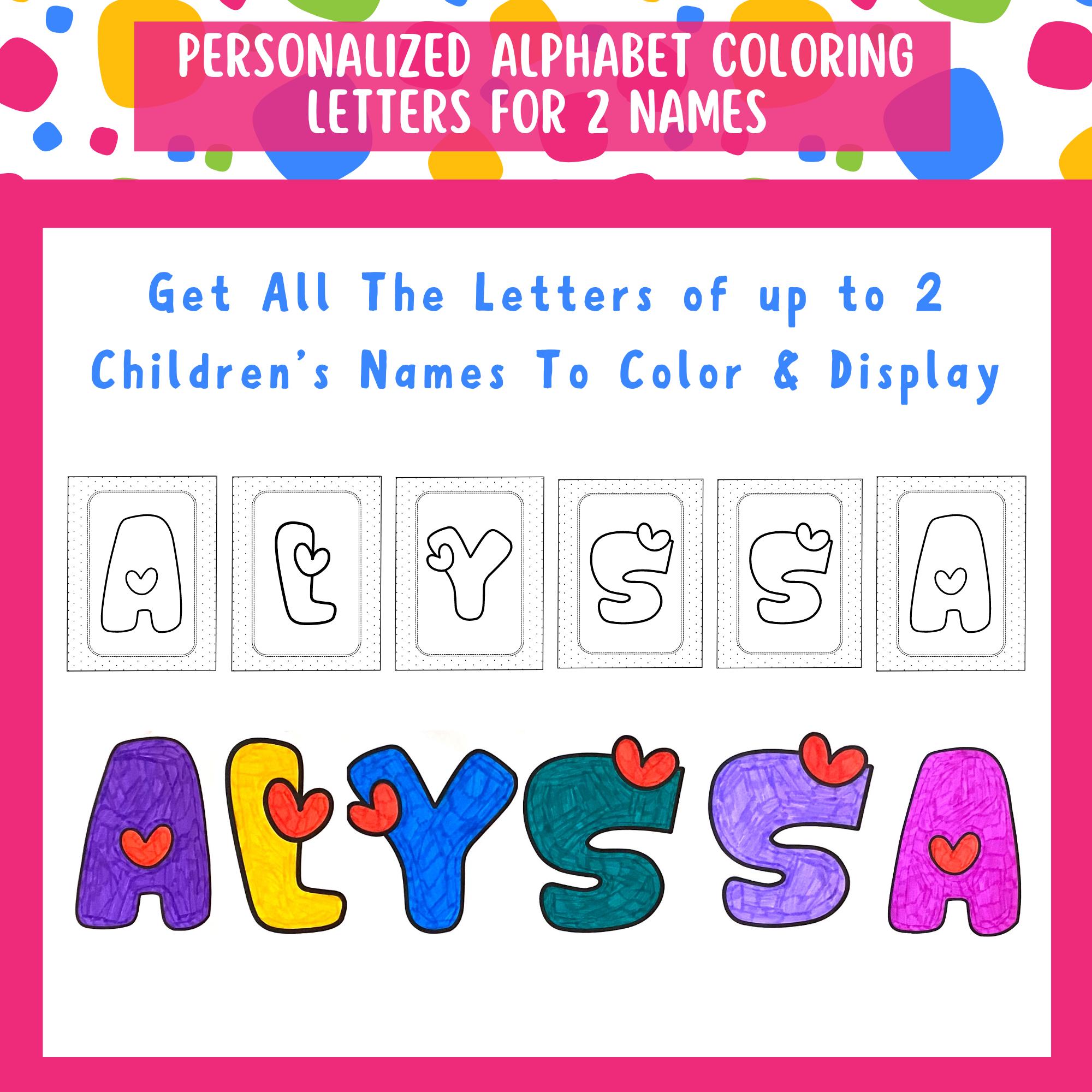 Personalized Alphabet Coloring Letters for Kids to Display Their Names ...