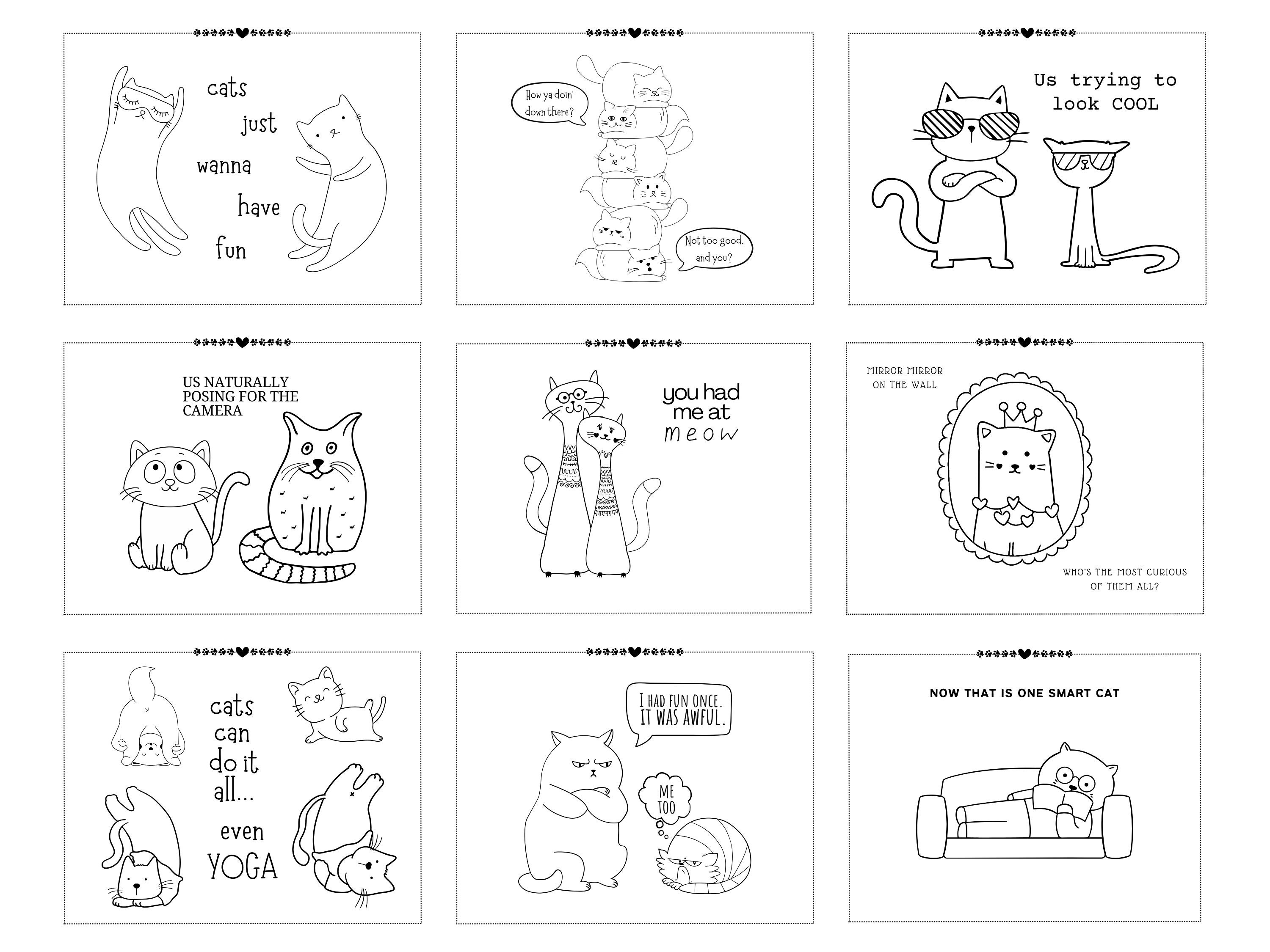 Cat Memes Coloring Pages for Girls and Boys, 18 Printable Color Sheets ...