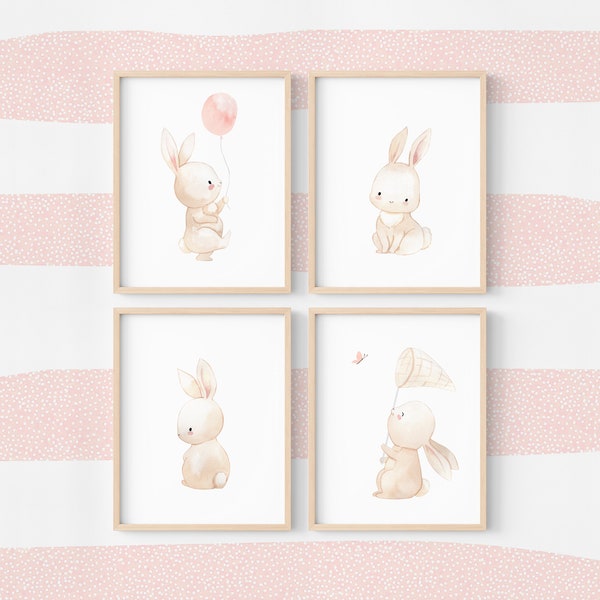 Affiche lapin bébé décoration murale chambre enfant, idée cadeau pour papa et maman, déco nouveau né fille