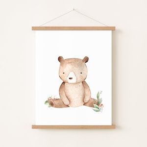 Cartel de oso decoración animales del bosque, cartel de la habitación del niño del bosque para la decoración del tema de la naturaleza