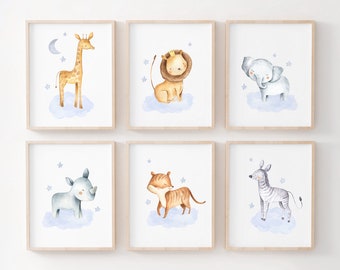 Affiches enfant pour décoration chambre de garçon, cadeau de naissance, déco bébé thème animaux