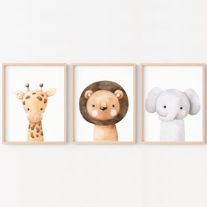 Pósteres de jirafa, León y elefante, sabana, habitación infantil, tema de la selva, decoración de pared para bebés, animales bonitos, decoración de safari