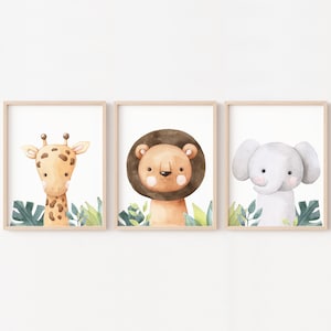 Carteles de decoración de habitación de bebé animales de la selva de la sabana, decoración de jirafa y elefante león