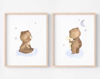 Teddybär Poster für Kinderzimmer Deko, Bären Deko für Mama Geschenk