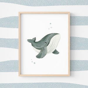 Póster para habitación infantil con temática oceánica, póster de bebé con decoración marina, ilustración de ballenas para decoración marina