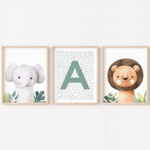 Pósters de decoración de habitaciones infantiles, póster de bebé personalizado con inicial