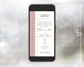 Tatreez Palestinian Wedding Invitation: Editable Henna Design (Phone Size)