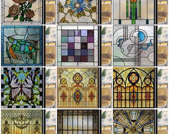 Mattierte Fensterfolie Anpassen Retro Art Deco Privatleben Nicht-klebende Glasfolien Cling Befleckte Fenstertür Dekor für Schlafzimmer Badezimmer Küche