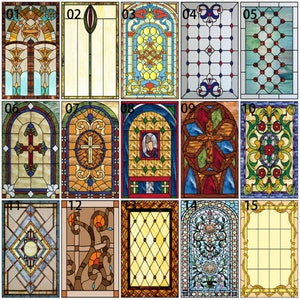 Customized Victorian Church-style Window Film Stained Glass Films Static Cling Sticker Home Decor for Kitchen Bathroom