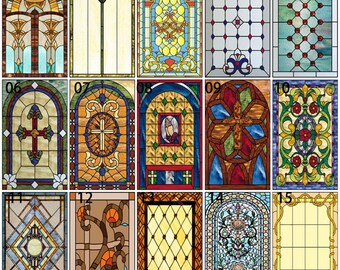 Customized Victorian Church-style Window Film Stained Glass Films Static Cling Sticker Home Decor for Kitchen Bathroom