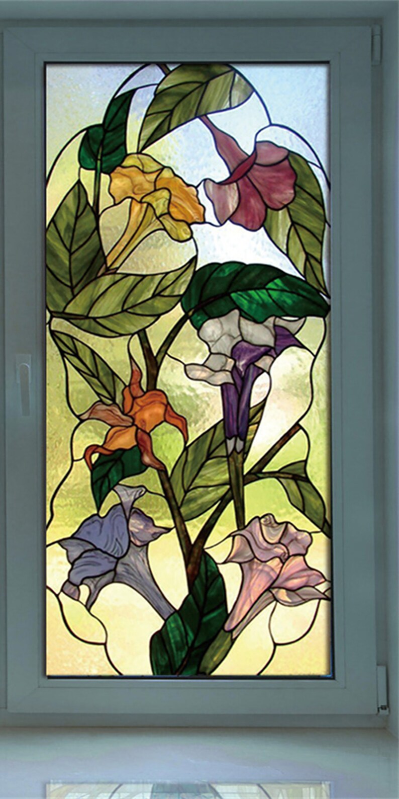 Custom Size Stained Glass Window Film Frosted Privacy Static Etsy UK