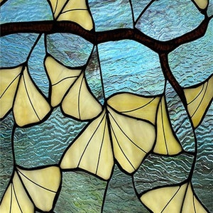 Window Film Stained Glass Films Frosted Static Cling Privacy Glass Ginkgo Leaf Sticker Home Decor image 7