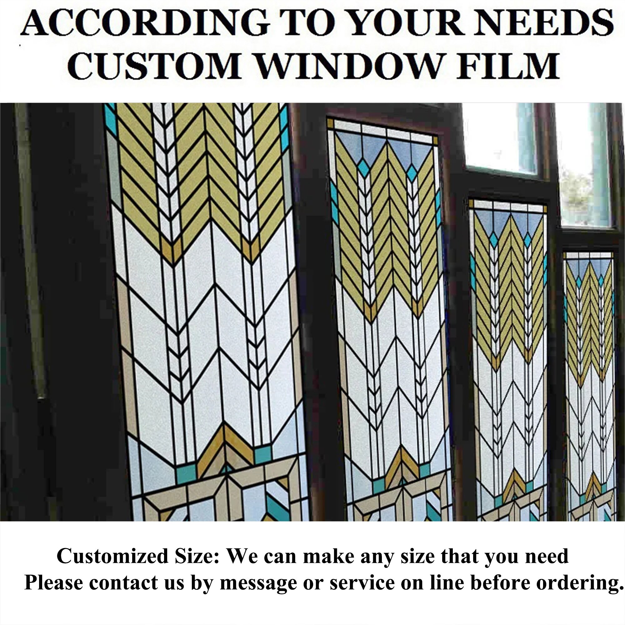 Frosted Stained Glass Window Films Custom Size Vintage Privacy Glass