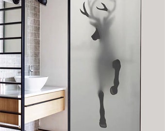 Frosted Window Film Privacy Horse Deer Design Custom Size Privacy Glass Film for Office Living Room Bathroom Window&Door Decor