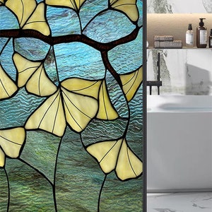 Window Film Stained Glass Films Frosted Static Cling Privacy Glass Ginkgo Leaf Sticker Home Decor image 5