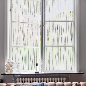 Window Film Matte Stripe Stained Glass Decorative Uv Sticker Privacy Frosted Self Adhesive Film Window Decal for Glass