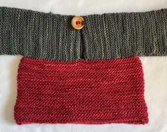 Baby Sweater (size12-18 months in moss & maroon wool)