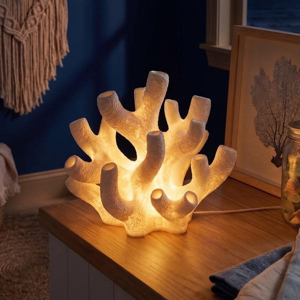 Coral Reef Table Lamp, Resin Ocean Night Light, Coastal Lamp, Beach House Decor, Nautical Reef Lamp Gift, Reef Sculpture