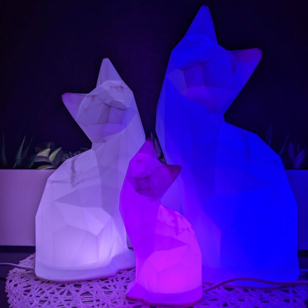 Cat lamp + Surprise Gift | FREE Ship White minimalist gifts for mom, RGB LED table lamp gifts for her, Simple cozy mood light, cat mom gifts