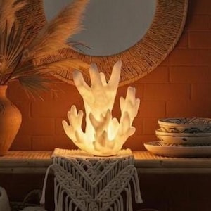 Boho Coral Lamp | Beach House Decor | Coastal Beach Decor | Ocean Room Decor | Nautical Home Decor | Sea Lamp | Coastal Night Light