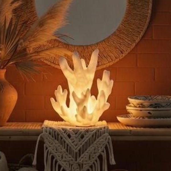 Boho Coral Lamp | Beach House Decor | Coastal Beach Decor | Ocean Room Decor | Nautical Home Decor | Sea Lamp | Coastal Night Light