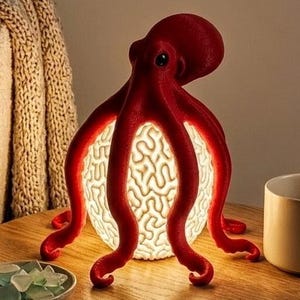 Lampada a forma di polpo, luce notturna a forma di polpo, lampada da comodino, regalo a tema animale marino, lampada da tavolo costiera, regalo per amanti dei polpi, luce ambientale, lampada a forma di medusa,