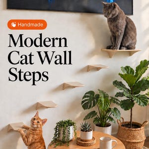 Cat Wall Steps, Cat Wall Shelves, Cat Climbing Wall, Cat Furniture Wall, Cat Window Perch, Cat Wall Furniture, Mid Century Modern Cat Tower