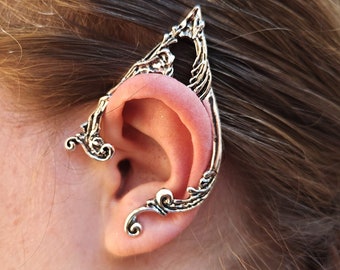 Elf Ear Cuff, Silver Elf Ears, Elven Ear Cuff, Silver Ear Climber, Elf Ear Wrap Cuff, Silver Stud Earrings, Cosplay Elf Ears, Elf Earrings