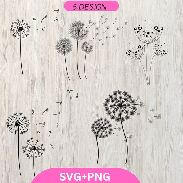 Dandelion Svg Bundle, Dandelion Png, Flower svg,digital download, Blowball flower, Dandelion Blowing Svg, dandelion vector, ,digital art