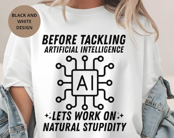 Roligt AI-citat Svg Png, Tech Humor Tee (digital fil)