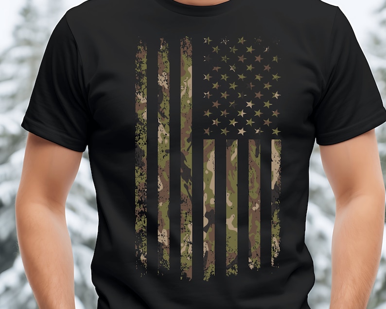 Camo American Flag PNG: Military Camouflage Design (digital Download ...